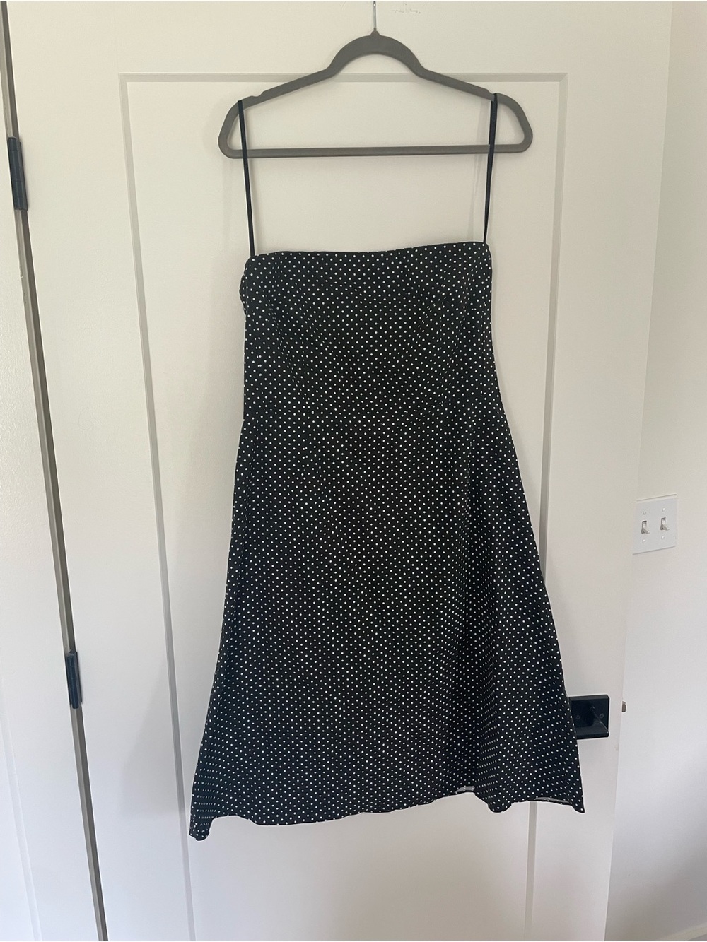 Strapless Black Polka Dot A-Line Dress